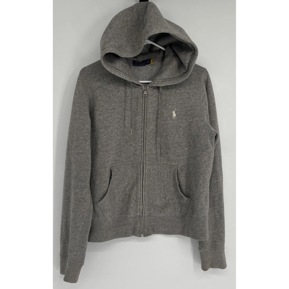 Polo Ralph Lauren Tops - Polo Ralph Lauren Womens LG Hoodie Full Zip Fleece Sweatshirt Heather Gray EUC